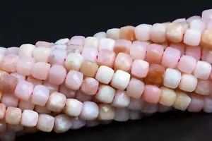 4-5 mm hellrosa Opal facettierter Würfel Qualität AAA echte natürliche lose Perlen - Bild 1 von 4