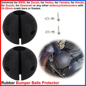 For All 24-26mm Crash Bars or Frames - Motorcycle Rubber Bumper Balls Protector - Foto 1 di 9