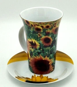 Sonnenblumen Tasse + Untertasse Set Foto bunte Blumen Kaffeetasse Teetasse - Bild 1 von 7