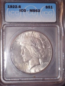 1922-S Peace Silver Dollar, ICG MS 63. Original Patina  and Issue Free !! - Picture 1 of 2