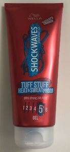New Wella Shockwaves Hair Gel Tuff Stuff Heat & Sweat Proof Ultra Strong 24 Hold