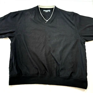 Vintage Eddie Bauer Golf Windbreaker Pullover Men's L Black Long Sleeve Pockets - Picture 1 of 12