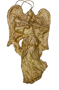 9,5" Goldener Engel spielt Violine Weihnachtsschmuck Wandbehang - Bild 1 von 3