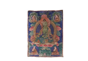 Ein Thang-ka, mit der Darstellung der Grünen Tara & Lamas , Tibet Frühes 20. Jh. - Bild 1 von 12