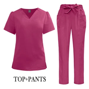 Strecth Nursing Uniform Medical Scrub Set Women Salon Spa Clinic Working Clothes - Picture 1 of 27