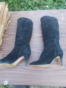 Schwarze kniehohe italienische Wildlederstiefel – Damen 10 M - Bild 1 von 7