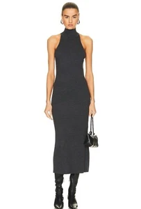 NWT TOTÊME Ribbed Neck Dark Gray Wool Midi Dress Size XS - Picture 1 of 12