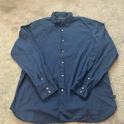 Camisa John Varvatos Hombre XL Azul Lunares Ligera Abotonada Manga Larga Foto 1 de 4