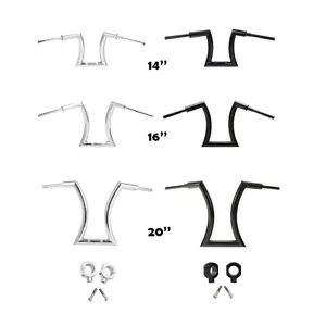 14'' 16" 20" Rise 2" Hanger Handlebar Risers For Harley Sportster Softail Dyna - Foto 1 di 23