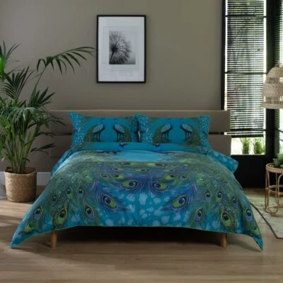 DEYONGS 1846 Deyongs Peacock Digital Printed Soft 100% Cotton Duvet Set