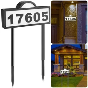 Solar LED Address Sign Light Stake Lighted House Numbers for Home Street Yard US - Picture 1 of 16