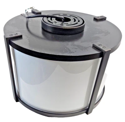 Pottery Barn Glass flushmount light, 14" diam flush mount, black metal frame - Image 1 of 4