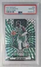 PSA 10 2021-22 Panini Mosaic Jaylen Brown Green Swirl /10 Boston Celtics FOTL