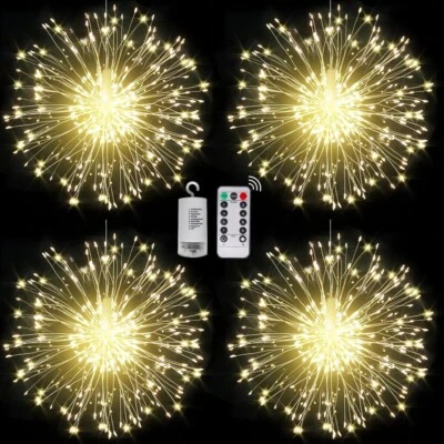4x 150 Firework Lights Led Star String Light Party Christmas Garden Outdoor Deco - Image 1 of 4