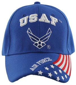 NEW! USAF AIR FORCE WING SIDE USA FLAG BALL CAP HAT BLUE - Picture 1 of 4