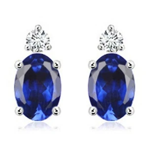 4,06 Karat natürlicher blauer Tansanit IGI-zertifizierter Diamant Ohrstecker in 14 Kt Weißgold - Bild 1 von 3