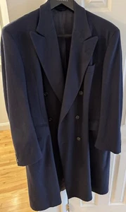 Vintage Ralph Lauren Polo University Club Navy Double Breasted Overcoat - Picture 1 of 16