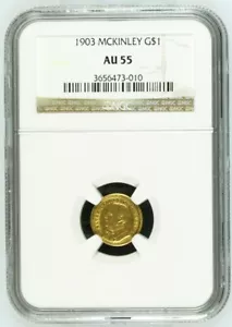 1903 McKinley Commemorative Gold Dollar Coin G$1 NGC AU-55 - Picture 1 of 2