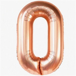 Rose Gold Jumbo 0 Number Balloons - 40 Inch Giant Mylar Zero Balloon for Rose Go - Picture 1 of 7