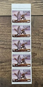 1989 SOUTH DAKOTA - State Duck Stamp - Mint OG NH **Booklet Strip of 5** - Picture 1 of 3