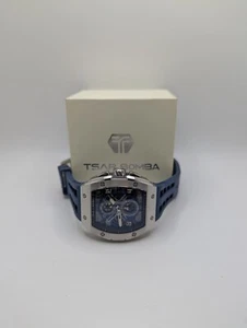 Orologio da polso cronografo uomo Tsar Bomba cassa argento cinturino blu TB8211Q - Foto 1 di 12