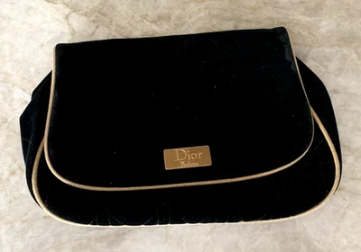 Nuevo Christian Dior Negro y Dorado Terciopelo Acolchado Estuche Bolso sin asas Bolso de Cosméticos Foto 1 de 4