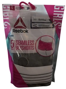 Reebok Girls' 5 Pack Stretch Performance Seamless Boyshort Underwear MEDIUM - Picture 1 of 2