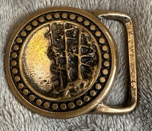 Vtg 1974 Clingman's Dome Trees Brass Belt Buckle Tech Ether Great Smoky Mountain - Picture 1 of 3