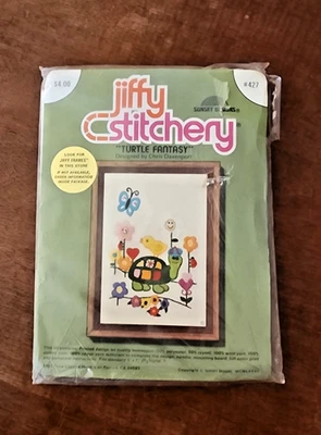 Vintage 1977 NIP Sunset Designs - Jiffy Stitchery - Turtle Fantasy - Crewel #427 - Image 1 of 2