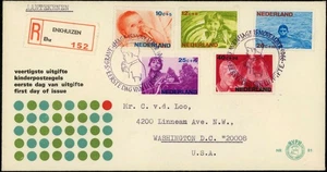 Netherlands #B414-B418 Child Welfare FDC Enkhuizen 1966 Cover to Washington USA - Picture 1 of 2