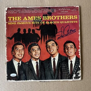 SIGNED ED AMES - THE AMES BROTHERS SING FAMOUS HITS - VINYL RECORD ALBUM JSA MJR - Picture 1 of 7
