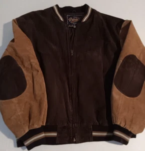 Giacca vintage Varsity 2X L anni 90 bomber scamosciato zip due piccoli difetti VEDI FOTO - Foto 1 di 8