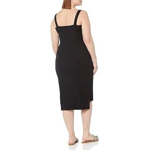 The Drop Damen Amelia ärmelloses Midikleid mit eckigem Ausschnitt schwarz Seitenschlitz Freizeit - Bild 1 von 10