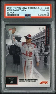 2021 Topps Now F1 Kimi Raikkonen #87 BLACK /99 PSA 10 GEM MINT Iceman Farewell - Picture 1 of 2