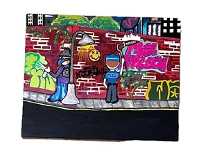 Pintura de artista de graffiti lienzo 8x10, acrílicos y pintura al óleo, arte urbano callejero - Imagen 1 de 4
