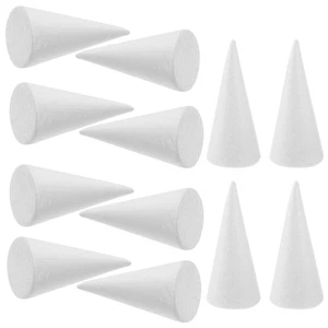 12pcs White Foam Cones for DIY Kids Crafting Holiday Decorations - Picture 1 of 12
