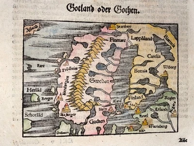 SCANDINAVIA 1578 SEBASTIAN MUNSTER ANTIQUE ENGRAVED MAP 16TH CENTURY - Image 1 of 3
