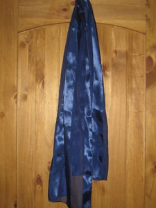 Sciarpa blu trasparente 100% poliestere a righe 60" favolosa - Foto 1 di 1