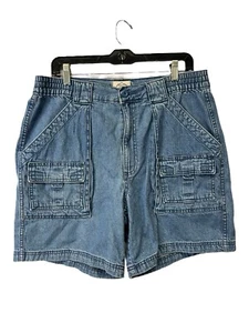 Vintage 90s Y2K St Johns Bay Baggy Cargo Blue Denim Jean Short Jorts Unisex 34 - Picture 1 of 10
