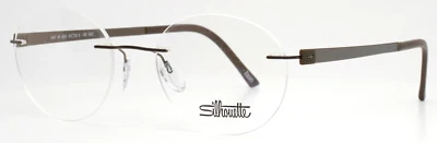SILHOUETTE 5447 40 6055 5452 Brown Mens Round Eyeglasses 50-18-140 B:41.7 - Image 1 of 4