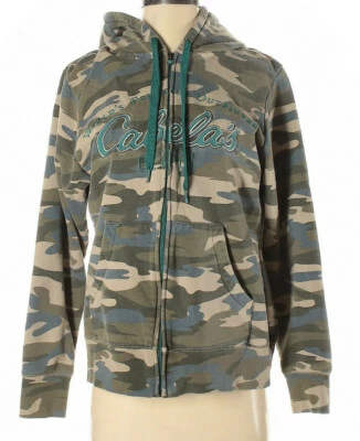 Cabelas Camouflage Hoodie Thick Sherpa Lining full zip aqua accents Size Medium - Image 1 of 4