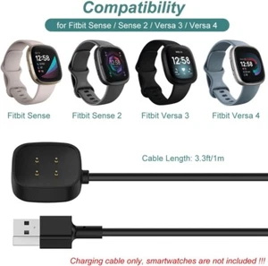 Lote de 4 Fitbit Versa 3/4 y Sense Magnético 1 ft USB Reloj Inteligente Cargador Cable NUEVO - Imagen 1 de 2