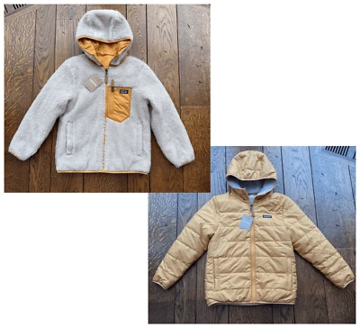 Patagonia Kids Reversible Ready Freddy Hoody Jacket Dried Mango Size L (12) NWT - Image 1 of 4