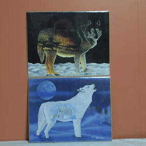 Art Print Lot 2 Pc Wolf Theme DL Valdes 11x14 - Picture 1 of 5