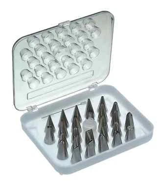 Piping Nozzle Set Stainless Steel Assorted Nozzle w/Coupler & Cleaning Brush x26 - Image 1 of 2