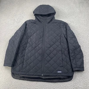 Lands End Puffer Jacket Youth Large 14-16 Black Hoodie Quilted Zip Repreve NWT - Picture 1 of 13