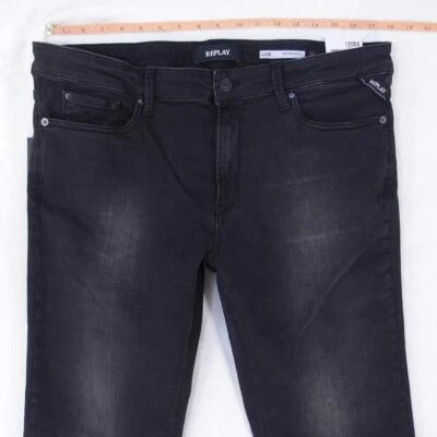 NUEVO Pantalones de mezclilla para mujer Replay cintura alta elásticos ajustados grises W33 L30 talla 14 Reino Unido nuevos con etiquetas Foto 1 de 4