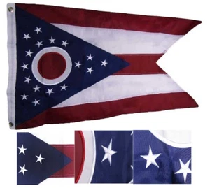 2x3 Embroidered State of Ohio OH 210D Sewn Premium Nylon Flag 2'x3' HEAVY DUTY - Picture 1 of 5