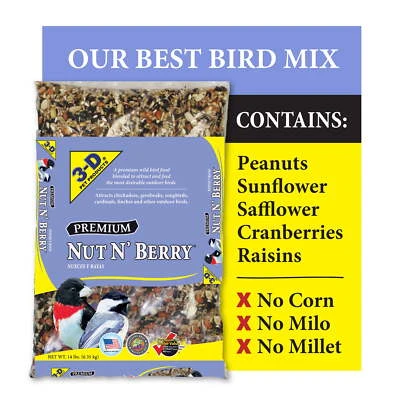Premium Nut N' Berry Blend Dry Wild Bird Food, 14 lb., Does Not Contain Fillers