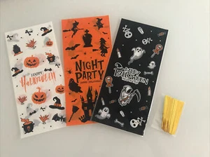 20 X halloween Treat bags - Cookie Treat Sweets Cellophane Bags With Ties Mixed - Picture 1 of 9